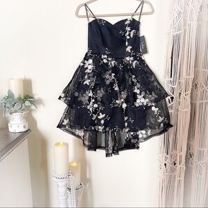 NWT Lulus Strapless Embroidered Tiered High-Low Dress